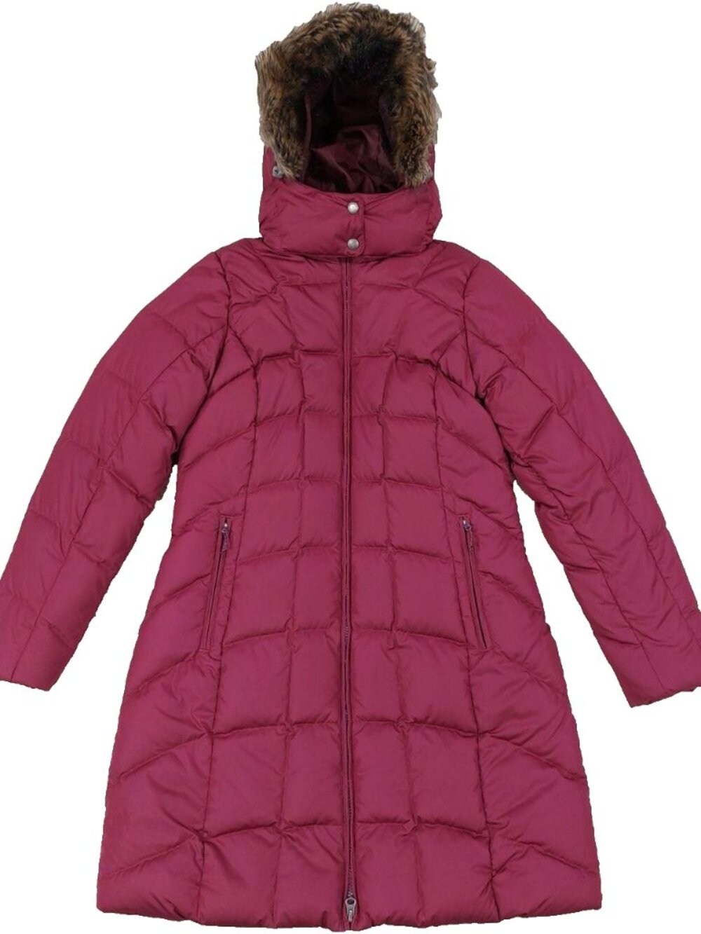 Eddie Bauer 650 Goose Down Classic Long Parka Jacket Womens Sz M, Faux Fur Hood